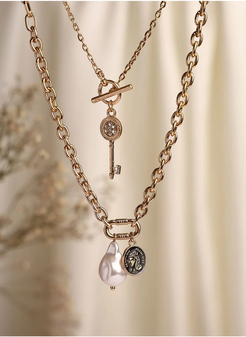 Priyaasi Plated Key Locket Necklace