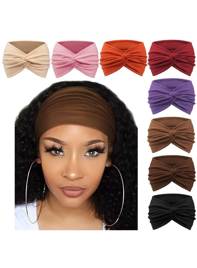 DRESHOW Reshow 8 Pack Turban Headbands For Women Wide Vintage Head Wraps Knotted Cute Hair Band Accessories - Image 1