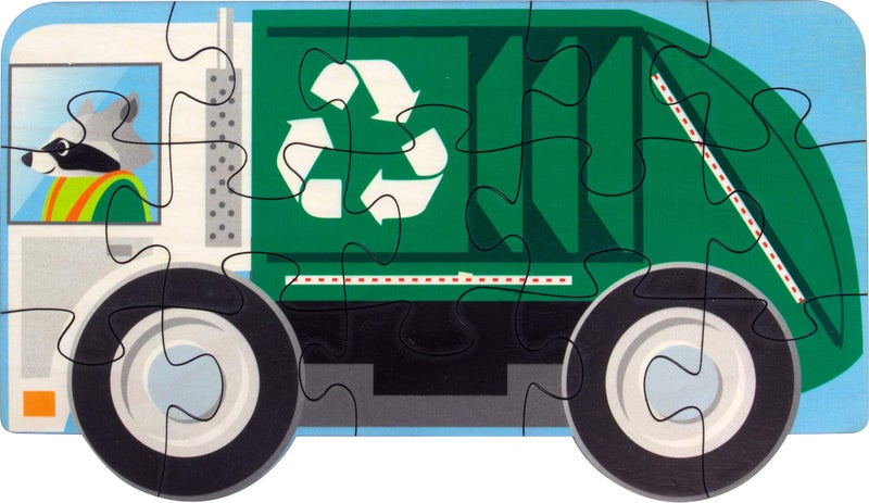 Maple Landmark Recycling Truck Shaped Puzzle Made in USA - Image 2