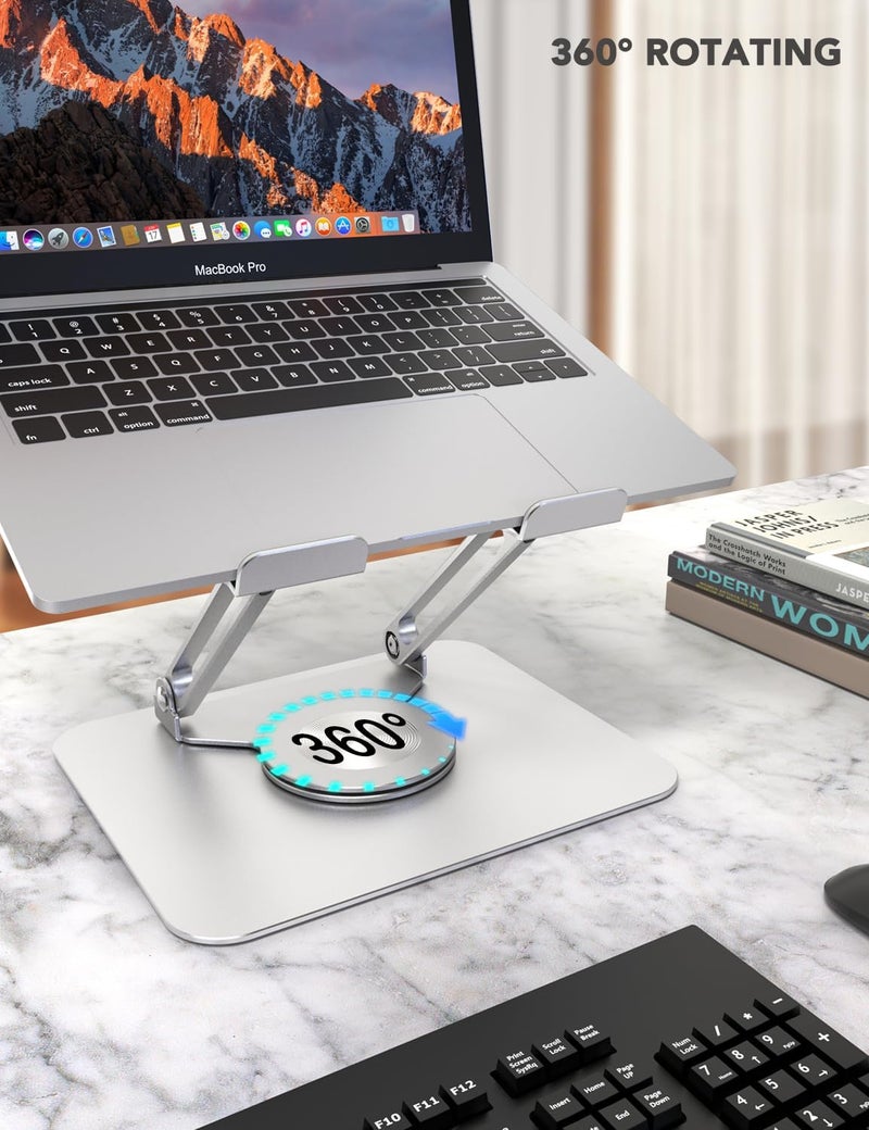 PHOCAR Laptop Stand 360° Rotating, Aluminum Laptop Stand for Desk, Adjustable & Foldable Laptop Holder Compatible with MacBook Air/Pro, DELL, Surface, HP, Acer, ASUS, Lenovo, Victus, up to 16'' - Image 3