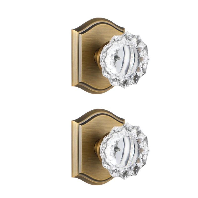 CLCTK 2 Pack Crystal Glass Dummy Door Knobs, Non-Turning Single Side Dummy Door Knob for Interior Doors in Antique Brass - Image 1