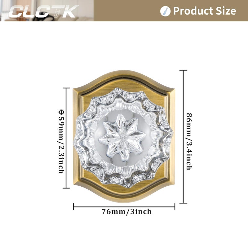 CLCTK 2 Pack Crystal Glass Dummy Door Knobs, Non-Turning Single Side Dummy Door Knob for Interior Doors in Antique Brass - Image 5