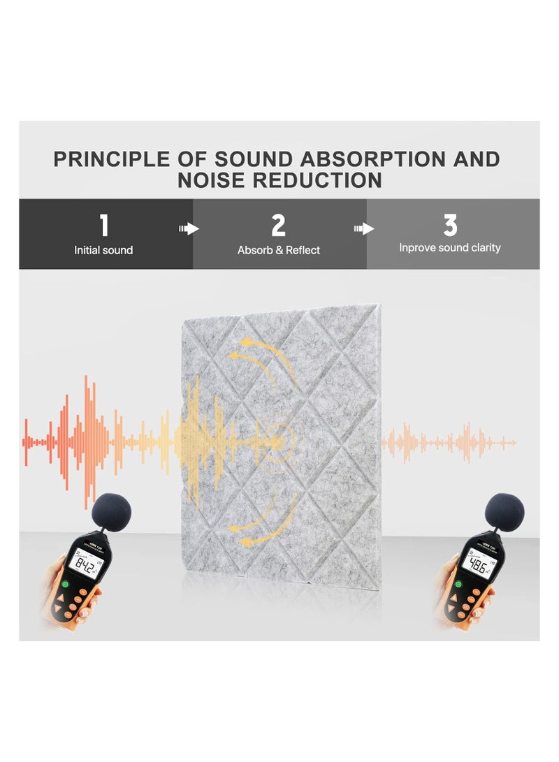SYOSI 12 Pack Sound Proof Panels for Walls Self-Adhesive, Soundproof Wall Panels, Acoustic Panels Sound Absorbing High Density, Sound Dampening Panels, for Walls Bedroom Studio (12" x 12" x 0.4")  - Image 4