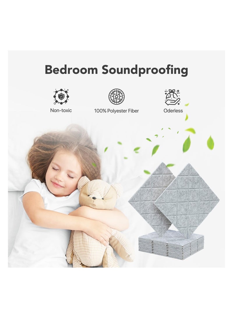 SYOSI 12 Pack Sound Proof Panels for Walls Self-Adhesive, Soundproof Wall Panels, Acoustic Panels Sound Absorbing High Density, Sound Dampening Panels, for Walls Bedroom Studio (12" x 12" x 0.4")  - Image 3
