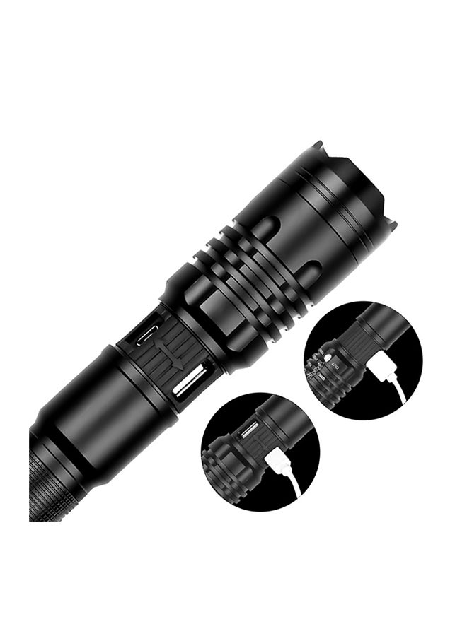 USB Charging Input And Output Bright Flashlight Black 17*3.5*2.5cm - Image 2