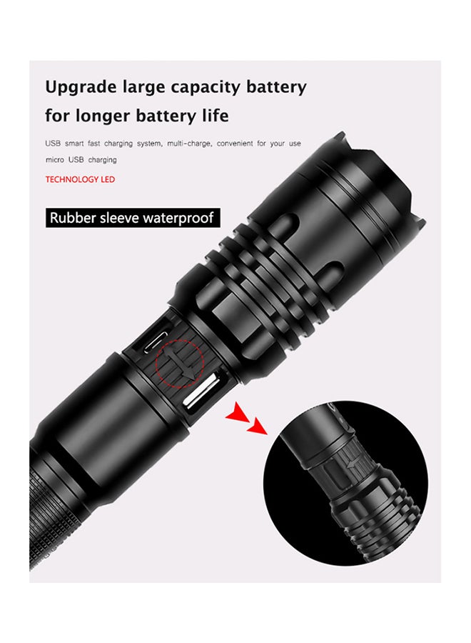 USB Charging Input And Output Bright Flashlight Black 17*3.5*2.5cm - Image 5