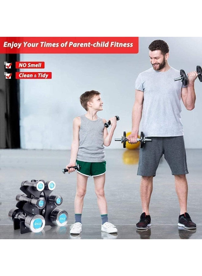 سبورت كيو ف تخزين دمبل 3 طبقات من SportQ®️ – حامل أوزان يدوي خفيف وقوي، تصميم ثابت وسهل التجميع، مناسب للمنزل والجيم – بلاستيك مقوّى عالي التحمل (بدون دمبل) - Image 3