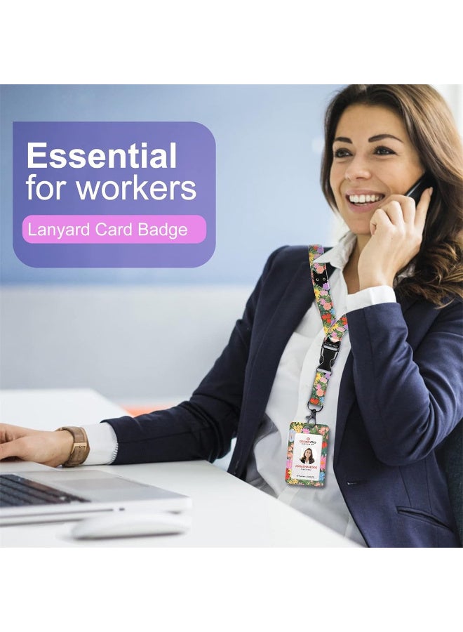 TFiOXL 1 Pack Cute Cat Hidden in The Flowers Badge ID Badge Holder Lanyard and Retractable Badge Reel Clip Cool Keychain for Women Men Girls for Keys ID Badges Nurse Neck School Lanyard ID Holder - Image 4