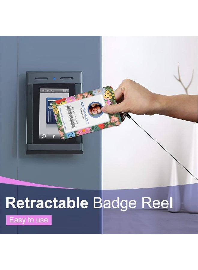 TFiOXL 1 Pack Cute Cat Hidden in The Flowers Badge ID Badge Holder Lanyard and Retractable Badge Reel Clip Cool Keychain for Women Men Girls for Keys ID Badges Nurse Neck School Lanyard ID Holder - Image 3