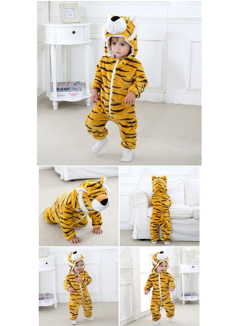 Newborn Baby Hooded Rompers Unisex Winter Flannel Jumpsuit Pajamas Baby Boys and Infant Girls Animal Snowsuits Toddler Onesie Clothes for Infant 0-36 Months 70-120cm - Image 3