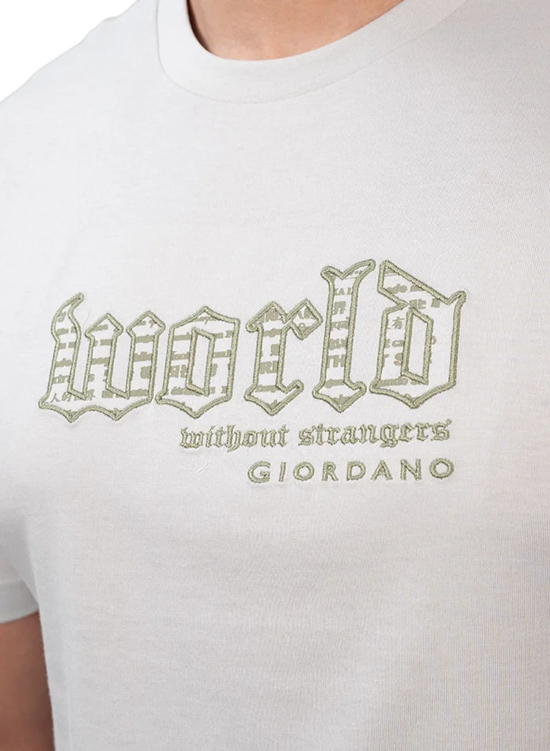 GIORDANO  Men's Slim Fit Cotton Jersey Crew Neck Print Tee | WWS Graphic for Men | Best Price UAE