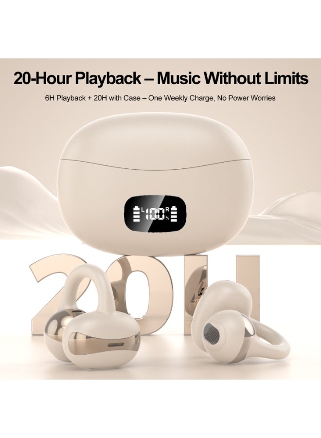 TWS Bluetooth Earbuds with Charging Case, 13mm Speakers, Touch Control, Champagne - Image 1