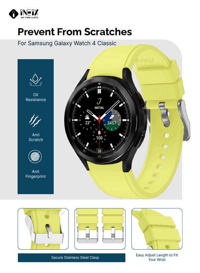 INEIX حزام سيليكون بديل لساعة سامسونج جالاكسي واتش 4 كلاسيك 42/46 ملم، أصفر فاتح - Image 2