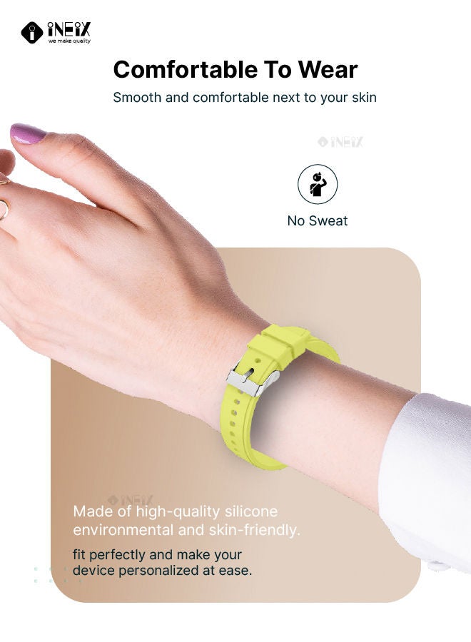 INEIX حزام سيليكون بديل لساعة سامسونج جالاكسي واتش 4 كلاسيك 42/46 ملم، أصفر فاتح - Image 3