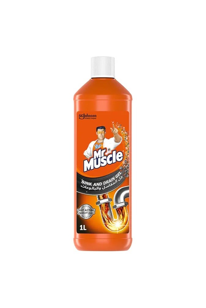 Mr Muscle Sink and Drain Gel Cleaner, Safe for All Pipes, 1L