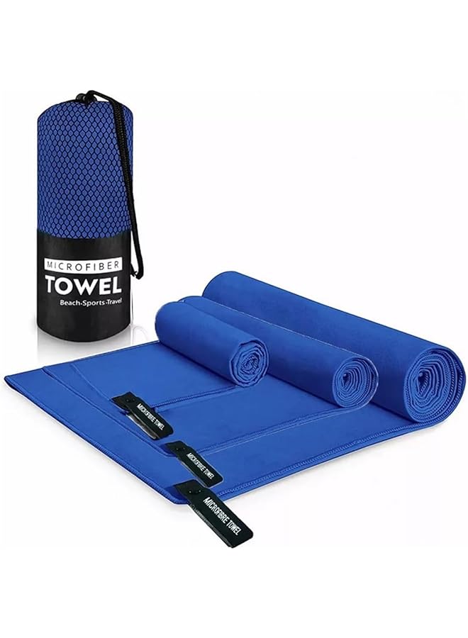 Zaboon Packs, Guteck Microfiber Travel Gym Towels Fast Drying Compact Beach Towel Light Weight Camping Towels Large Bath Sheet Face Towel(38 * 38+40 * 80+76 * 152Cm） (Sapphire Blue) - Image 1