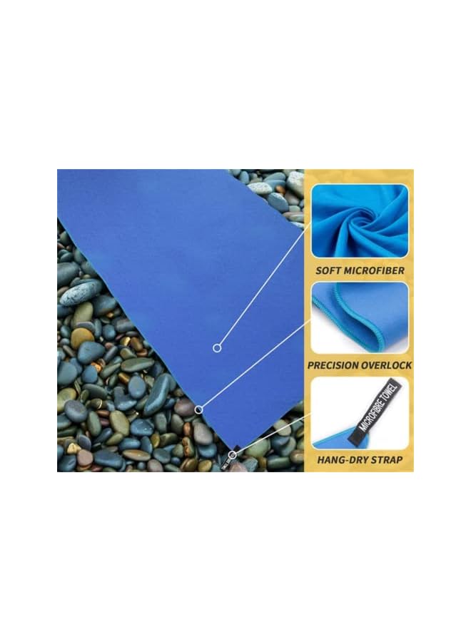 Zaboon Packs, Guteck Microfiber Travel Gym Towels Fast Drying Compact Beach Towel Light Weight Camping Towels Large Bath Sheet Face Towel(38 * 38+40 * 80+76 * 152Cm） (Sapphire Blue) - Image 4