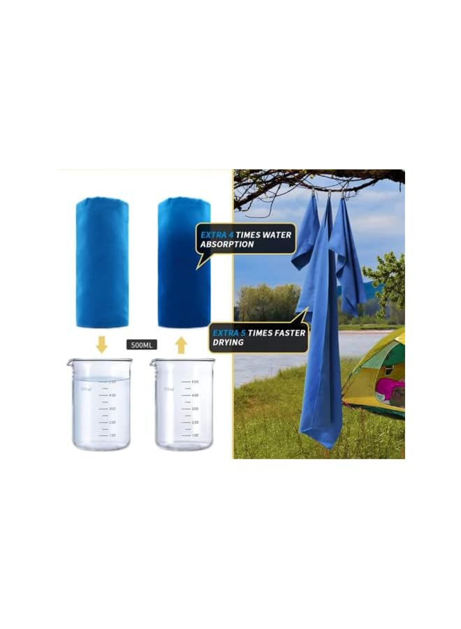 Zaboon Packs, Guteck Microfiber Travel Gym Towels Fast Drying Compact Beach Towel Light Weight Camping Towels Large Bath Sheet Face Towel(38 * 38+40 * 80+76 * 152Cm） (Sapphire Blue) - Image 3