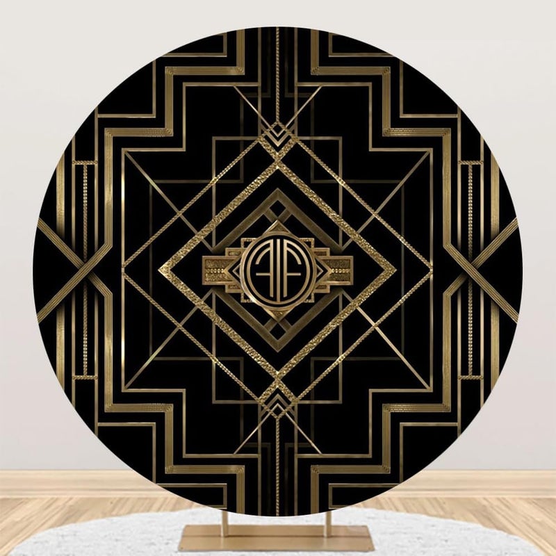 Renaiss غطاء خلفية دائري بموضوع غاتسبي 7x7 قدم ريترو من عشرينيات القرن الماضي - Image 1