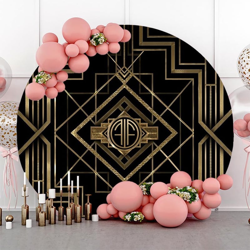 Renaiss غطاء خلفية دائري بموضوع غاتسبي 7x7 قدم ريترو من عشرينيات القرن الماضي - Image 2