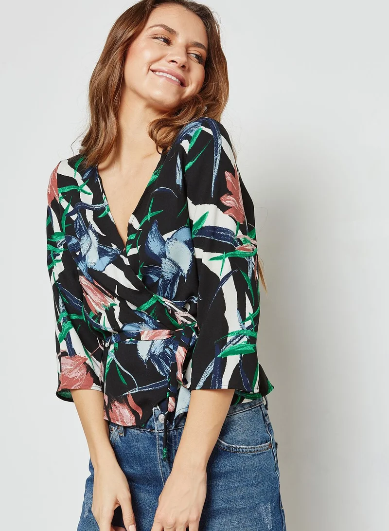 VERO MODA Printed Tie Waist Top