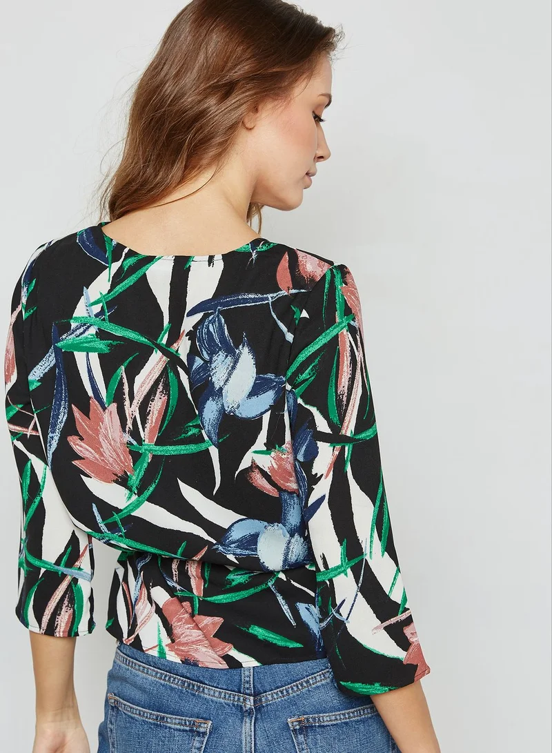VERO MODA Printed Tie Waist Top