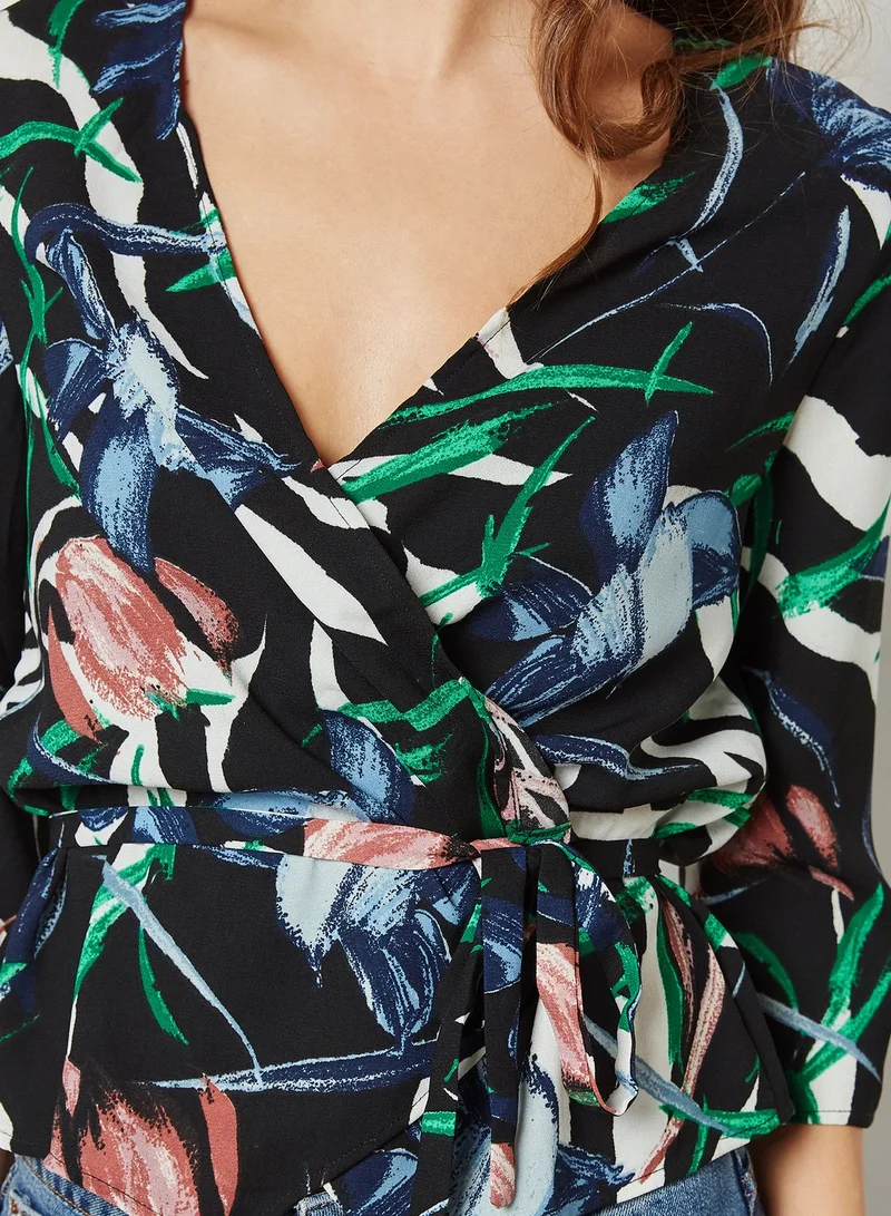 VERO MODA Printed Tie Waist Top
