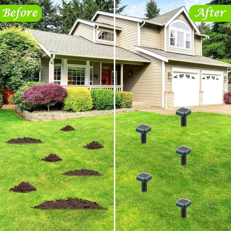 RC Tech Trading Mole Repellent for Lawns 4 Pack, Solar Powered Mole Repeller Ultrasonic Gopher Repellent, Outdoor Waterproof Vole Vibration Stakes,Sonic Mole Deterrent Yard for Rodent Groundhog Snake Chipmunk - Image 5