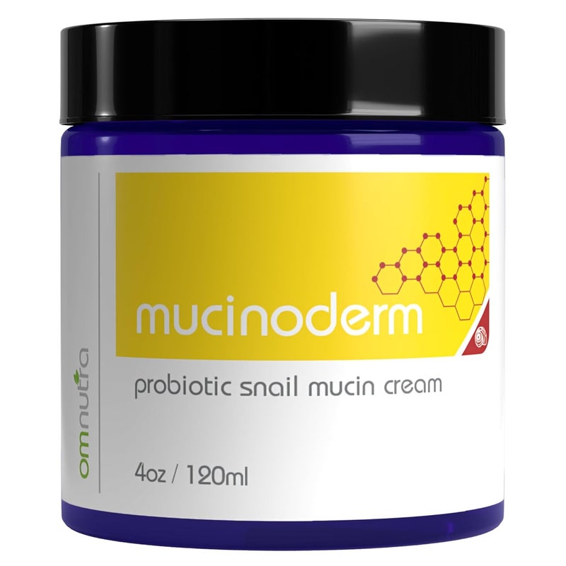 OmNutra Mucinoderm Snail Mucin Moisturizer  4OZ Organic Based Probiotic Korean Skin Care Moisturizer Intense Care Snail Rescue Cream Slug Mucin Skincare Snail Mucin Serum for Dry Skin Microbiome 