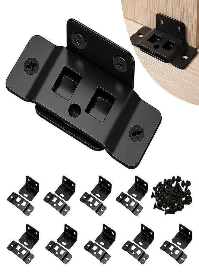Serplex® 10 Pack 2-in-1 Locking Insert Brackets, L-Shaped 90° Angle Bed Frame Brackets & Rail Connectors Heavy-Duty Corner Brace Shelf Supporter for for Wood Furniture, Beds & Cabinet Structures - Image 1