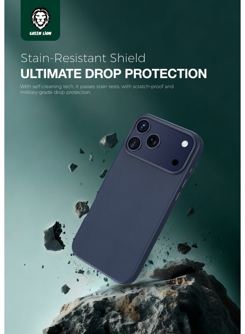 GREEN LION iPhone17 Pro Max Case Leather MagSafe / Camera Protection / Compatible Grip / Drop Protection / Anti Scratch back cover- Blue - Image 3
