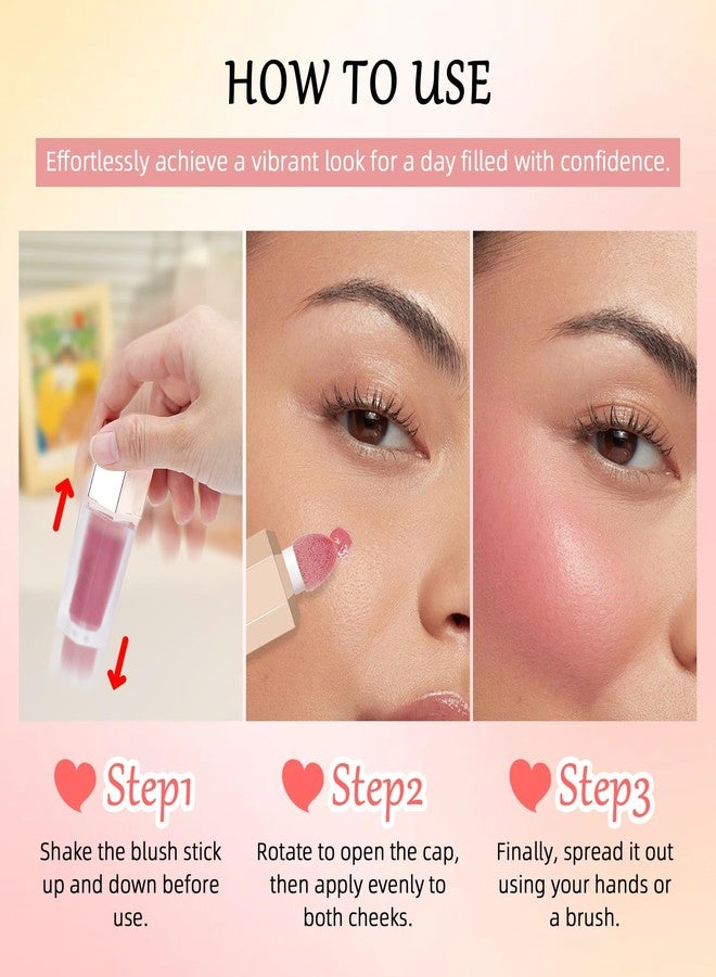 Euphily 4 Color Liquid Blushs with Brush, Soft Cream Long-lasting Moisturizing for Cheeks, Buildable Lightweight Facial Blush Set For Daily Makeup - Image 5