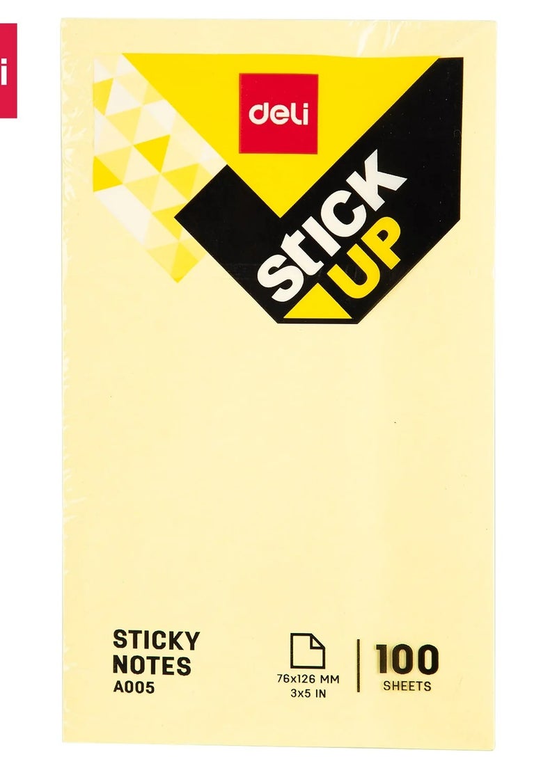Deli Sticky Notes 76x126mm 3inX5in Yellow