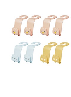 8PCS Car Hooks, Multifunctional Vehicle Sticky Hooks, Car Seat Headrest Holder Hooks, Car Storage Hooks, Portable Plastic Cartoon Cat Car Hooks