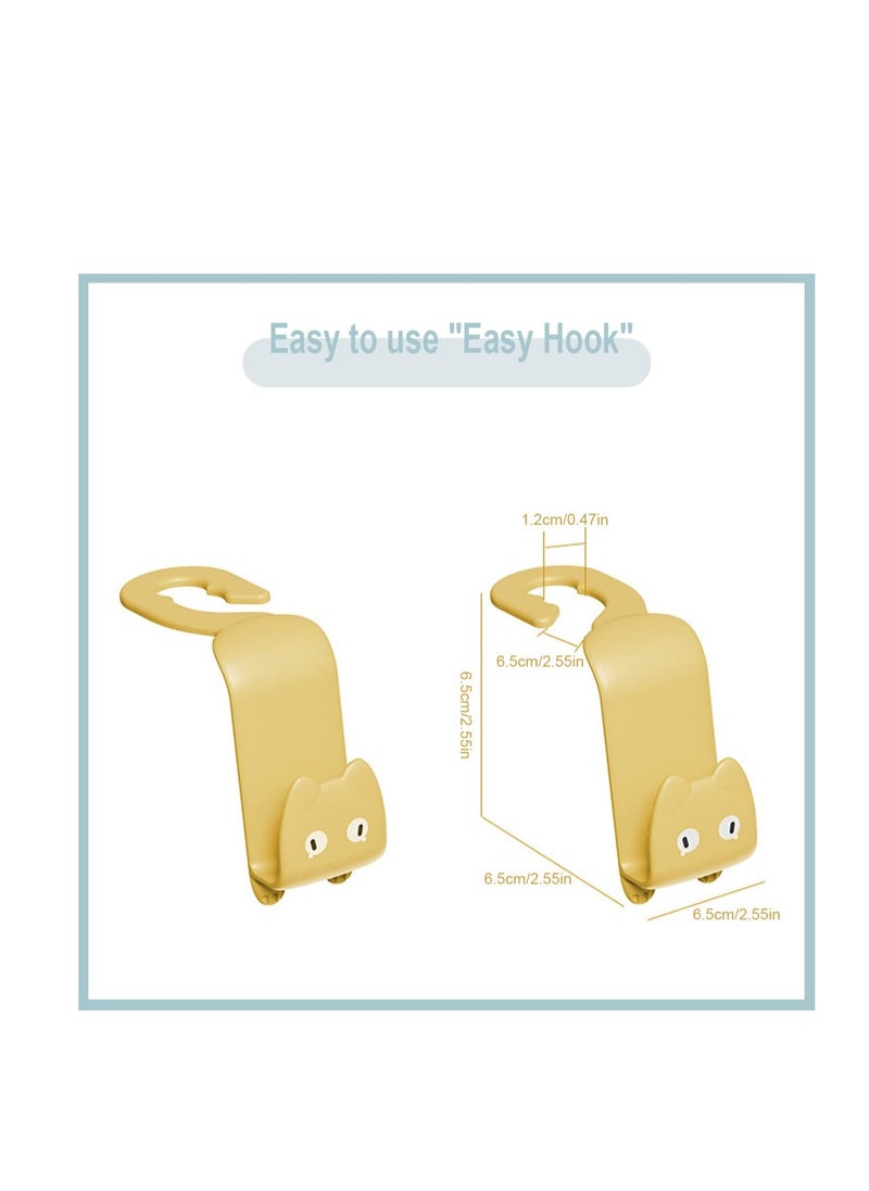 Excefore - 8PCS Car Hooks, Multifunctional Vehicle Sticky Hooks, Car Seat Headrest Holder Hooks, Car Storage Hooks, Portable Plastic Cartoon Cat Car Hooks - Image 1
