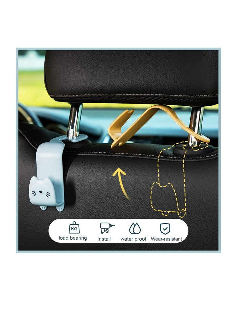 Excefore - 8PCS Car Hooks, Multifunctional Vehicle Sticky Hooks, Car Seat Headrest Holder Hooks, Car Storage Hooks, Portable Plastic Cartoon Cat Car Hooks - Image 1