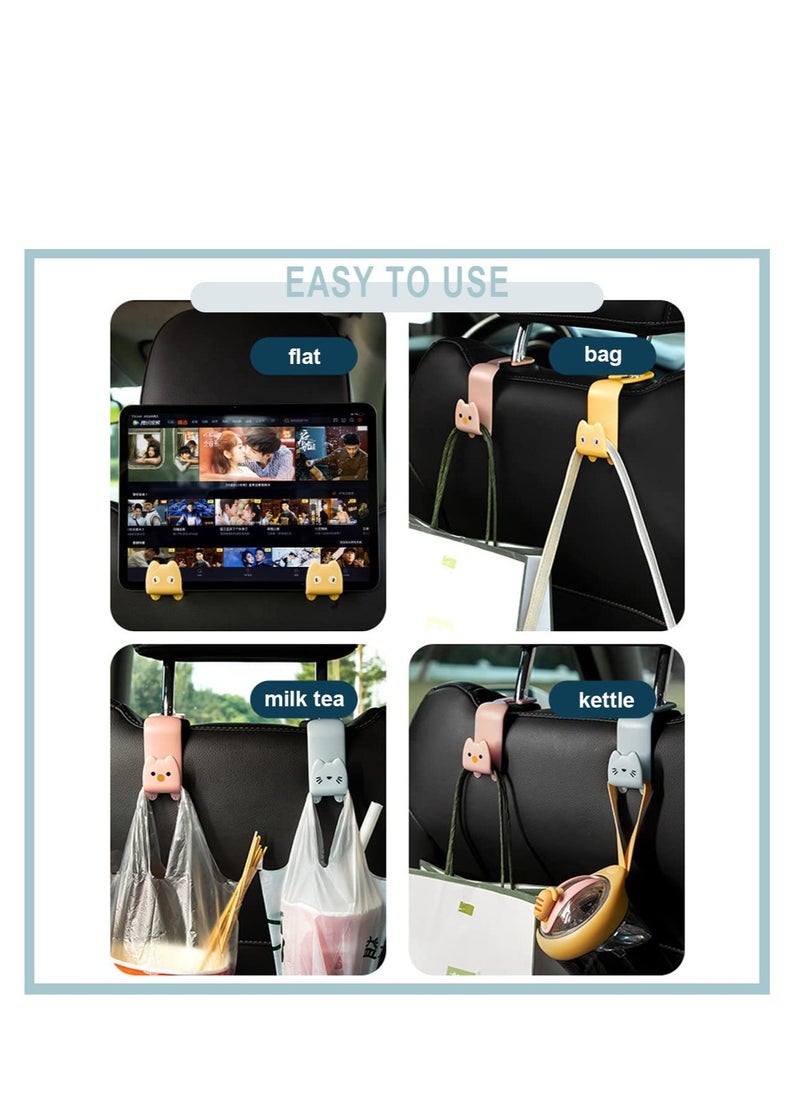 Excefore - 8PCS Car Hooks, Multifunctional Vehicle Sticky Hooks, Car Seat Headrest Holder Hooks, Car Storage Hooks, Portable Plastic Cartoon Cat Car Hooks - Image 1
