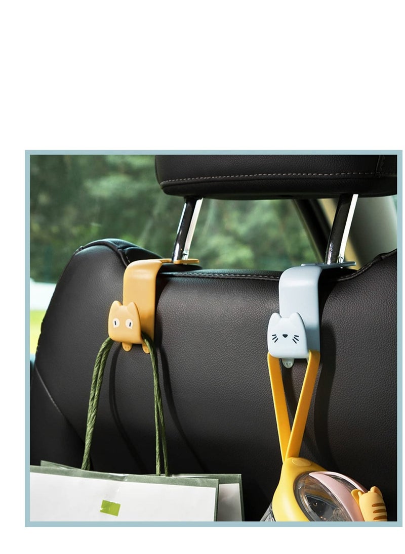 Excefore - 8PCS Car Hooks, Multifunctional Vehicle Sticky Hooks, Car Seat Headrest Holder Hooks, Car Storage Hooks, Portable Plastic Cartoon Cat Car Hooks - Image 1