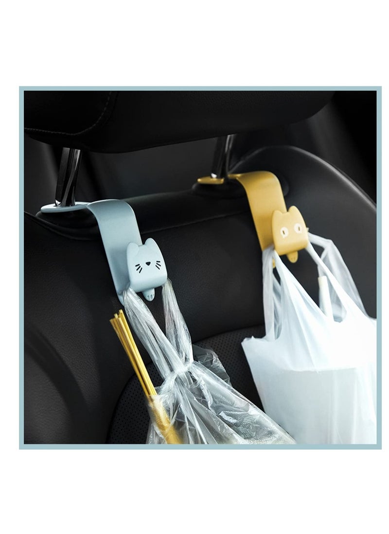Excefore - 8PCS Car Hooks, Multifunctional Vehicle Sticky Hooks, Car Seat Headrest Holder Hooks, Car Storage Hooks, Portable Plastic Cartoon Cat Car Hooks - Image 1