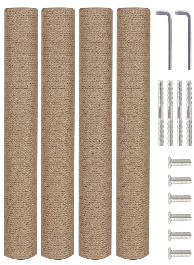 PowerKing 4-Pack 15.7" Cat Scratching Post Replacement - Natural Sisal Rope Scratcher Poles with M8 Screws for Indoor Cat Tower Renewal Parts, Cat Furniture Refill Parts (Nature) - Image 1