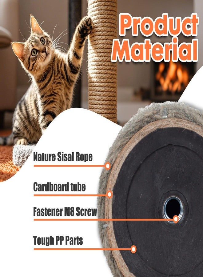 PowerKing 4-Pack 15.7" Cat Scratching Post Replacement - Natural Sisal Rope Scratcher Poles with M8 Screws for Indoor Cat Tower Renewal Parts, Cat Furniture Refill Parts (Nature) - Image 3