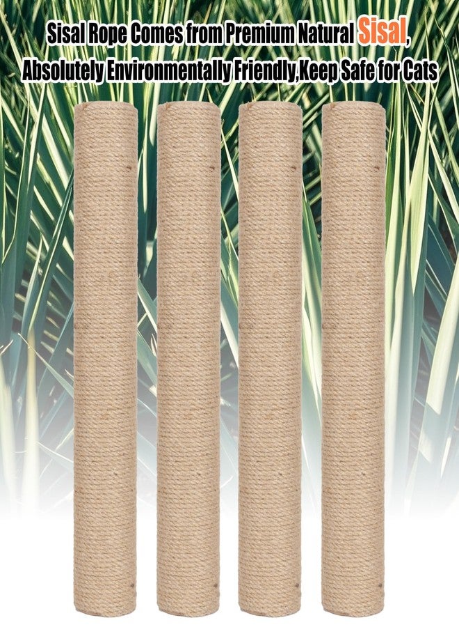 PowerKing 4-Pack 15.7" Cat Scratching Post Replacement - Natural Sisal Rope Scratcher Poles with M8 Screws for Indoor Cat Tower Renewal Parts, Cat Furniture Refill Parts (Nature) - Image 4