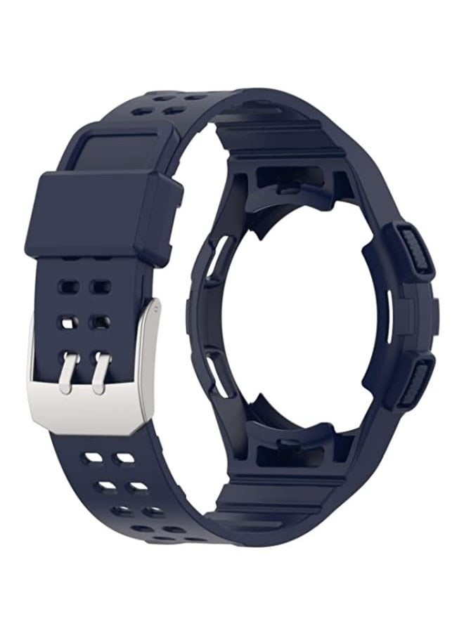 Generic - Band For Samsung Galaxy Watch 4 Classic 46mm Armor Integrated TPU Double-Pin Buckle Smart Watch Band Dark Blue - Image 1