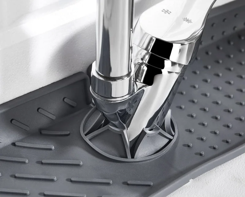 Mai̇n Shop Main Shop Gray Water Retaining Faucet Mat For Kitchen Bathroom Protective Faucet Sink Dish Sponge Mat