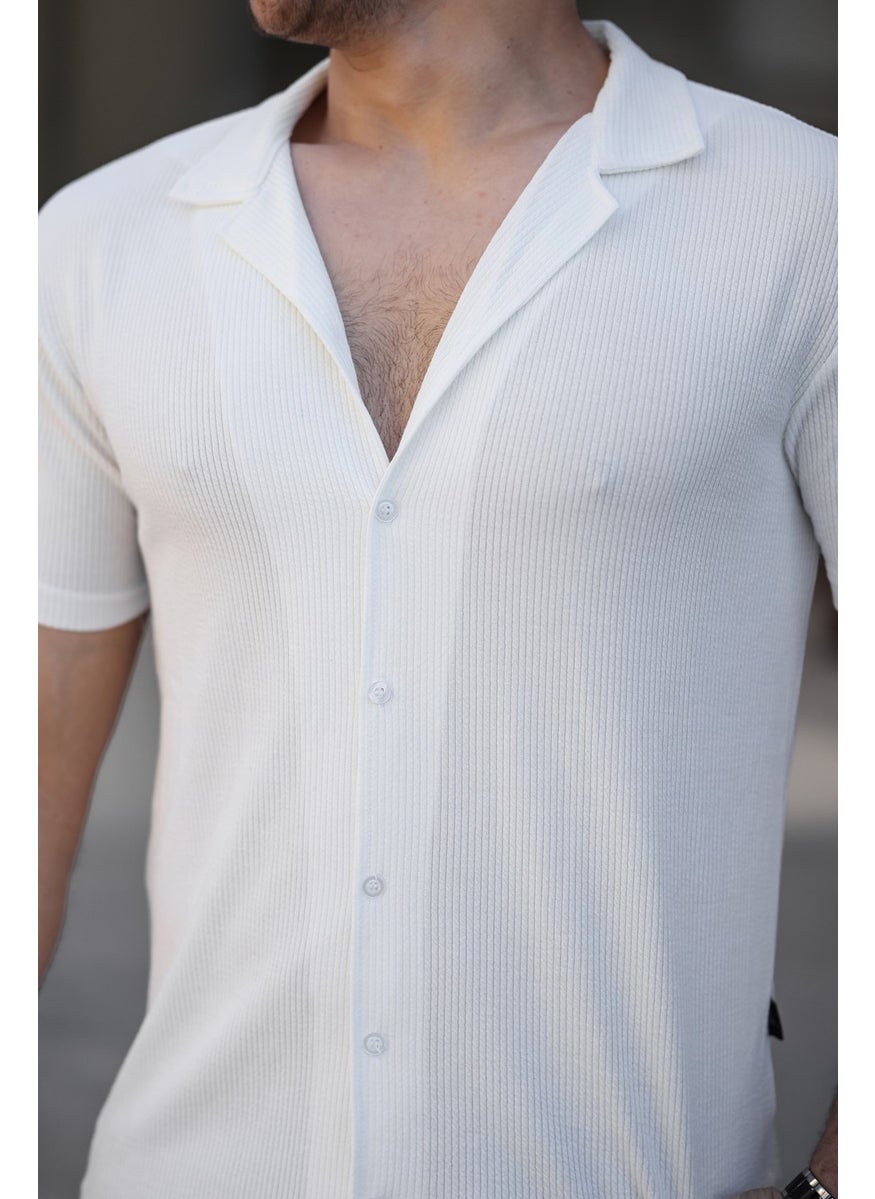 IXIR - Slim Striped Men's Shirt White - Image 1