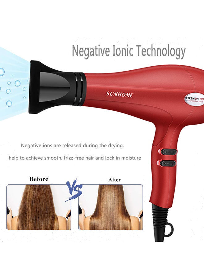 Sunhome 5-Piece Professional Hair Dryer Set,1800W Red/Black 240ml - Image 5