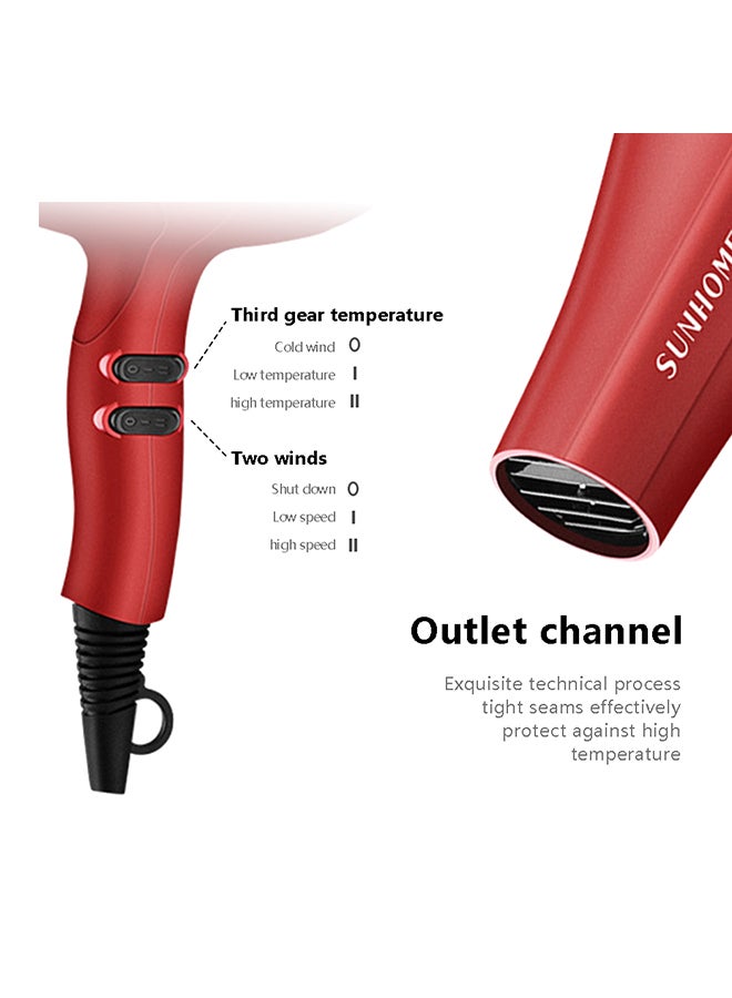 Sunhome 5-Piece Professional Hair Dryer Set,1800W Red/Black 240ml - Image 4