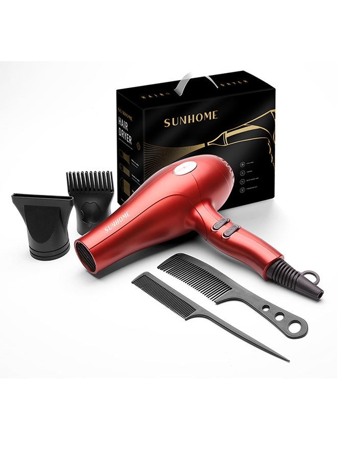 Sunhome 5-Piece Professional Hair Dryer Set,1800W Red/Black 240ml - Image 2