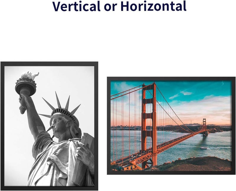 ONE WALL Tempered Glass 18x24 Poster Frame, Black Wood Photo Picture Frame for Wall Vertically or Horizontally Display - Mounting Hardware Included - Image 4