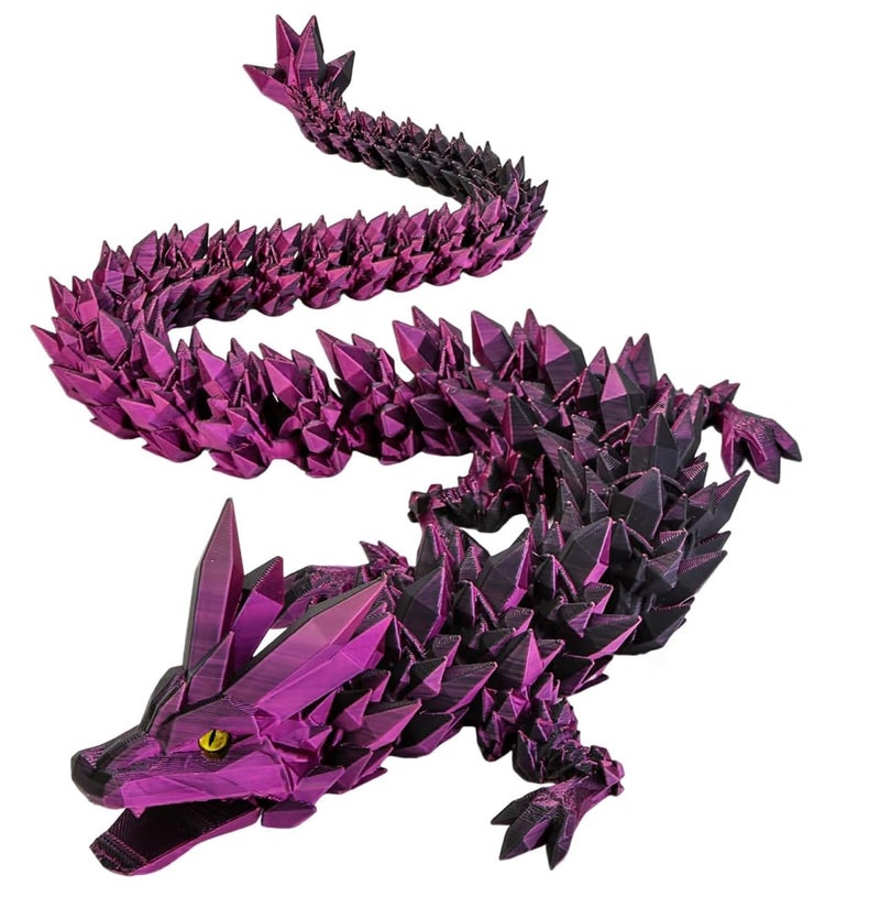 SHUWND Large 3D Printed Dragon 24 inch Articulated Crystal Dragon Toys with Wings Big 3D Printed Animals ADHD Fidget Toy Gifts for Desk Decor Easter Basket Stuffers and Essentials - Image 3